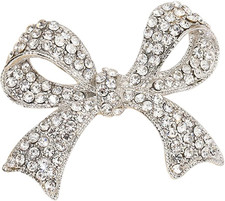 Elegant Crystal Bow Brooch Pin for Women,Vinage Sparkly Rhinestones Brooches Pin