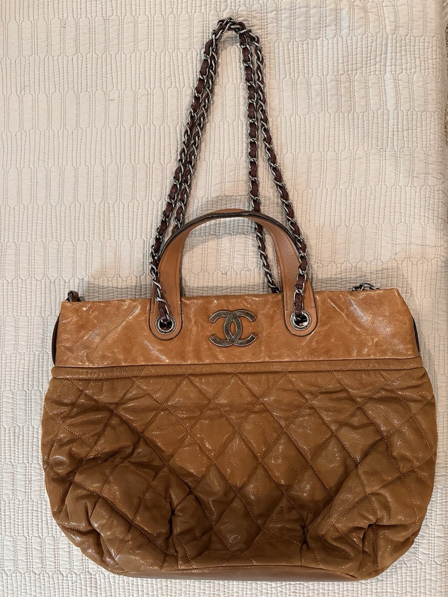 CHANEL In the Mix Brown Quilted Iridescent Calfskin Leather Tote