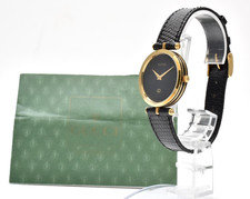 [Paper] GUCCI 2000M Gold Black Dial Quartz 30mm Vintage Men's Watch JAPAN