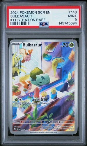 2024 POKEMON SCR EN-STELLAR CROWN ILLUSTRATION RARE #143 BULBASAUR PSA 9