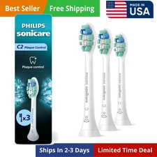 C2 Plaque Control - Genuine Replacement Electric Toothbrush Heads, White, 3 P...