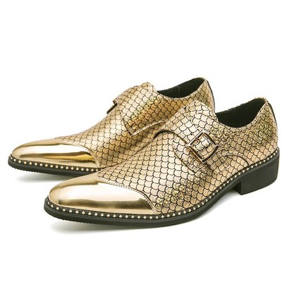 Men's Dress Business Walking Shoes Outdoor Pointed Metal Buckle Work Flat Shoes