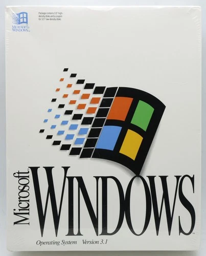 Microsoft Windows 3.1 OS Retail bog box sealed, new. 3.5" floppy discs. vintage