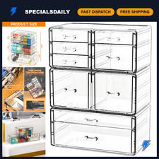 Clear Acrylic Stackable Storage Drawers - 9-Drawer Makeup  Bathroom Organizer