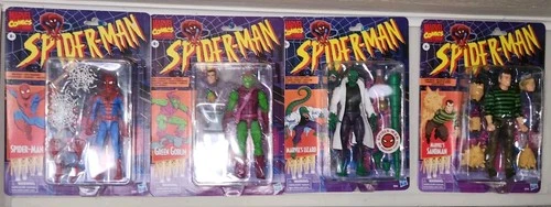 Figura Retro Lagarto y Hombre de Arena Walmart SpiderMan y Duende Verde Marvel Legends