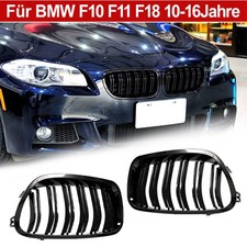FÜR BMW 5ER F10 F11 F18 10-16 SPORT KÜHLERGRILL NIEREN DOPPELSTEG GLANZ SCHWARZ