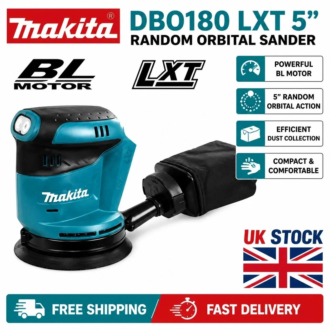 Makita DBO180Z 18V LXT 125mm Random Orbital Sander No Battery UK Stock