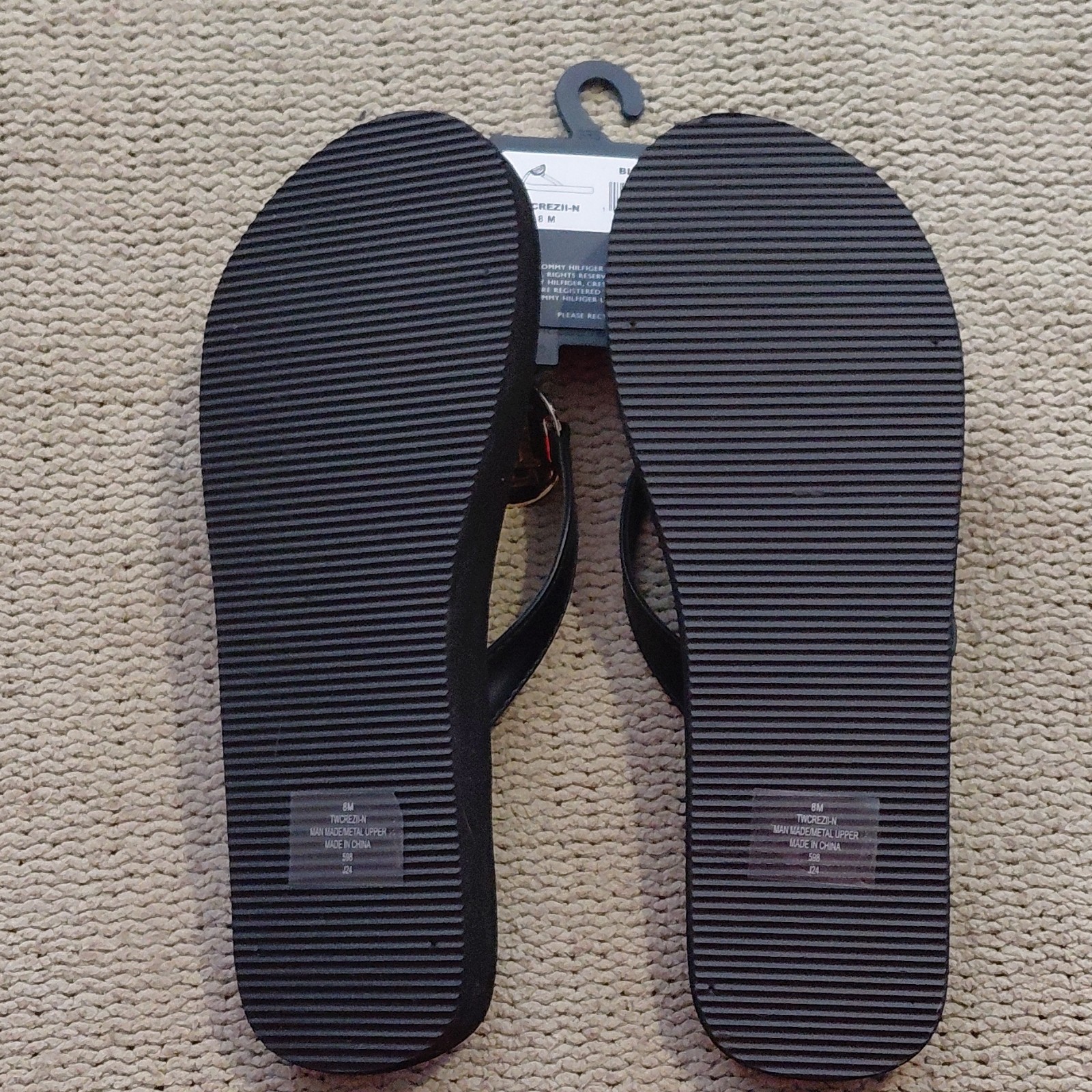 Tommy Hilfiger Women's Black Logo Comfort Flip Flop Sandals Synthetic Size 8 thumbnail 2