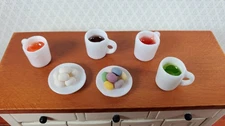 Dollhouse Easter Egg Dyeing Set with Mugs with "Dye" 1:12 Scale Miniatures