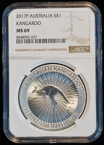 2017 P Australia Kangaroo Silver Coin 1 Ounce Fine (NGC MS69 MS 69) 