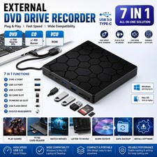 7-in-1 External CD/DVD Drive USB 3.0 Type-C Optical Drive USB Hub
