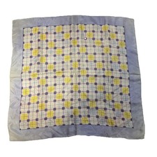Vintage Checkered Color Nylon Bandana Purple  Yellow Square Handkerchief
