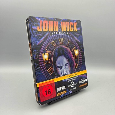 John Wick Kapitel 1-3 Steelbook 4K Ultra HD Blu-Ray Film Zustand: Sehr Gut
