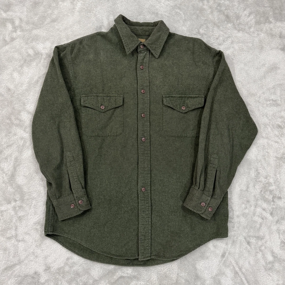 Chemise Vintage St John's Bay Homme – XL, Rayures Vertes, Coton, Années 90 USA