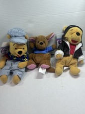 Lot of 3 Winnie the Pooh 8  Mini Bean Bag Plush Dinsey Choo Choo Pilot Roe Tags
