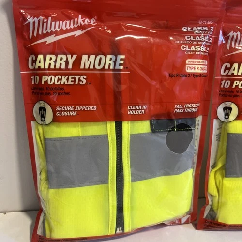 2 PACK Milwaukee 48-73-5021 Class 2 Safety Vest - 10 Pockets - SIZE S/M - Sealed image 2