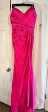 Sherri Hill Pink Satin Ruched Sweetheart Maxi Dress Strapless Size 10