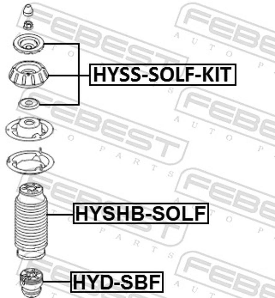 FEBEST Reparatursatz Federbeinstützlager HYSS-SOLF-KIT für HYUNDAI i20 1 PB PBT - Bild 2 von 4