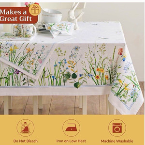 Maison d'Hermine 100% Cotton Floral Rectangular Tablecloth 90x60 inch