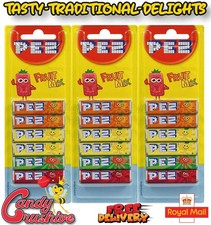 18 PACK PEZ REFILLS (3 X 6 PACK) FRUIT FLAVOUR SWEETS FOR PEZ DISPENSER