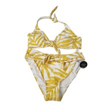 Carmen Marc Valvo Two Piece Bikini Swimsuit Yellow Saffron Top L Bottom M NWT
