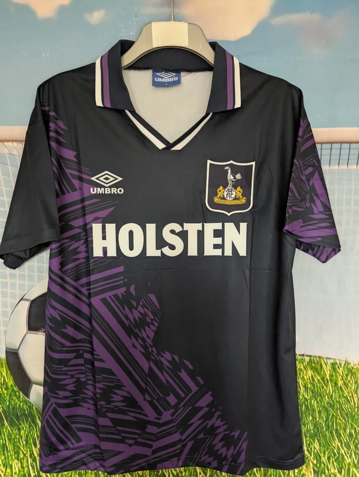 SPURS SHIRT Tottenham Hotspur Away SIZE LARGE Purple 1994 1995 KLINSMANN 18# - Image 2 of 4
