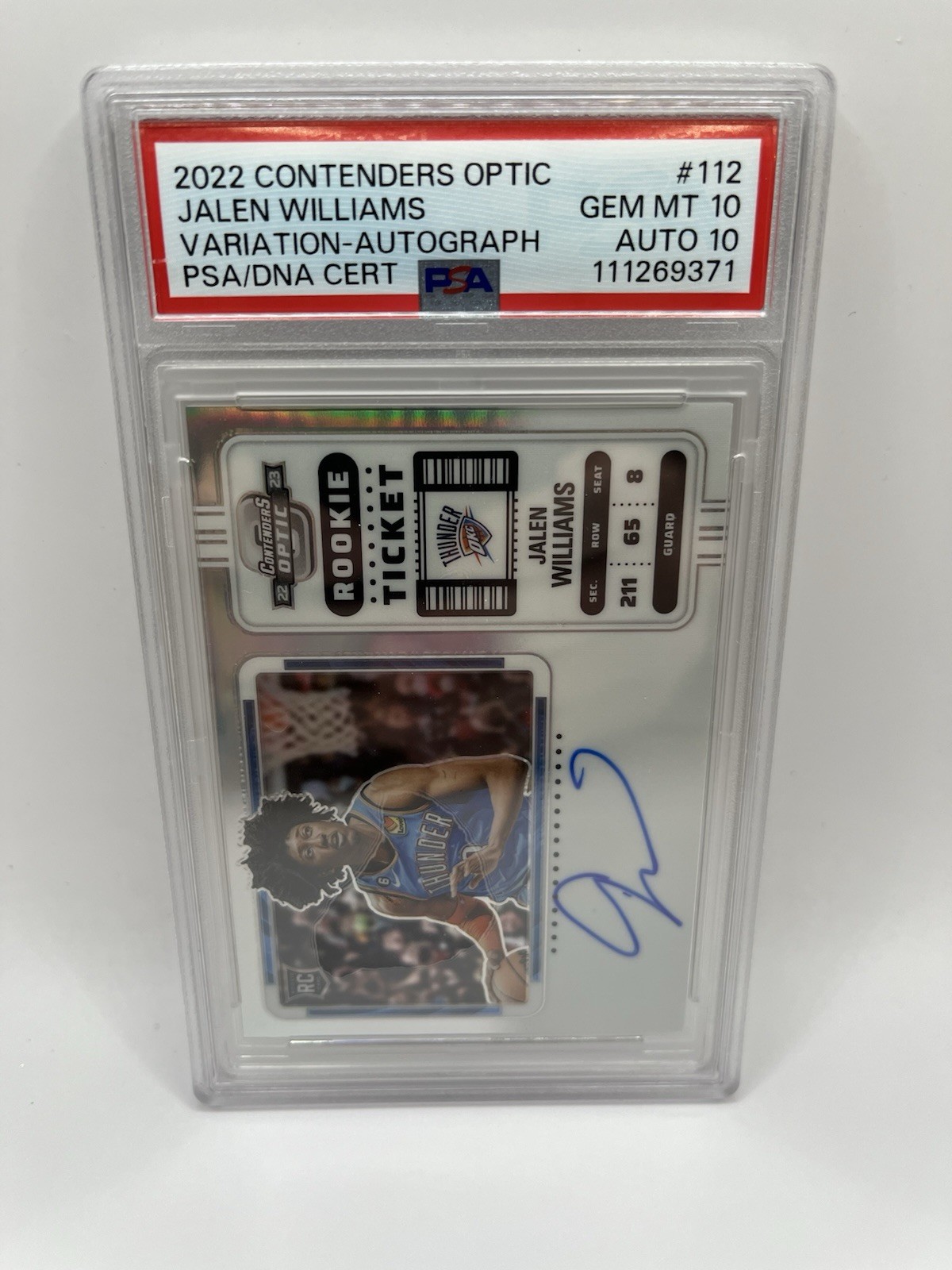 2022 Panini Contenders Optic Jalen Williams 112 Variation Auto PSA 10