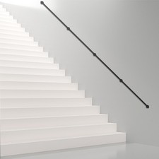 14ft Industrial Pipe Wall Handrail Outdoor Stair Railing Porch Post Matte Black
