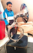 SOUSAPHONE 22"BELL SIZE OF PURE BRASS CHROME POLISH CASE MOUTHPC FREE SHIPPING