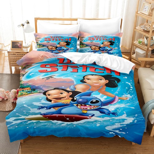 3D Lilo Stitch Doona Duvet Quilt Cover Bedding Set Single Double Queen King Size - Picture 11 of 20