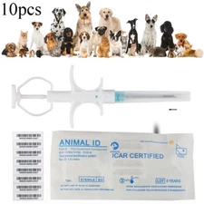 10Pc 1.25*7mm Dog ID Microchip FDX-B ISO 11784/11785 Pet Cats RFID  Implant Chip