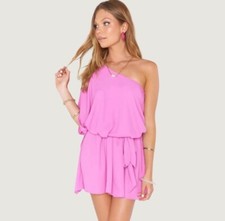 Show Me Your Mumu Pink Purple One Shoulder Sheath Mini Dress Size Large