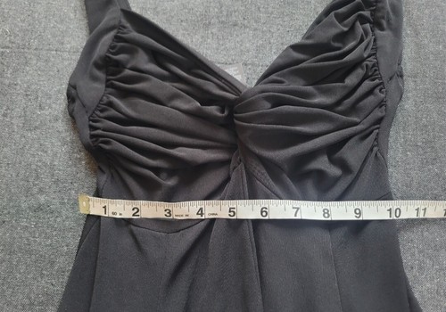Vintage 90s Y2K Black Skater Dress Fit And Flare Mini Fitted Stretch Size S/M - Picture 8 of 9