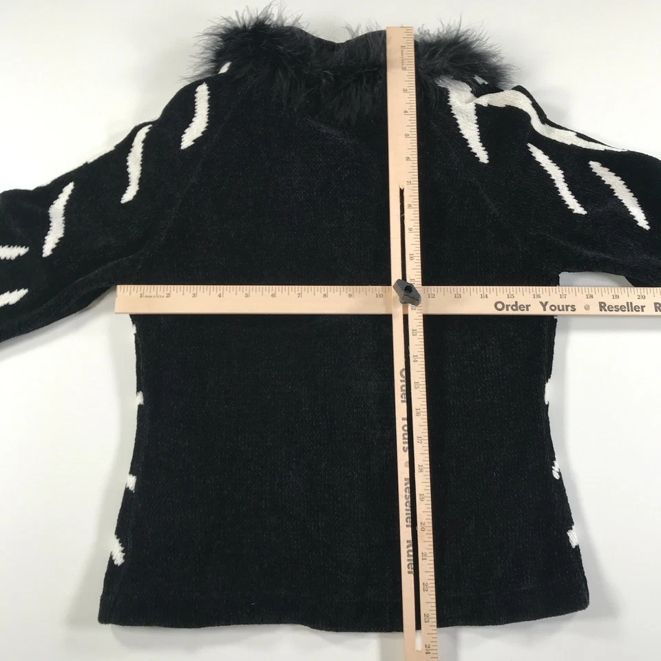 Chaqueta Berek Mujer S Negra Blanca Estampado Cebra Cuello Piel Manga Larga Botones Foto 4 de 4