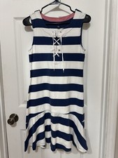 Chaps Navy And White Striped Sleeveless Dress Size M