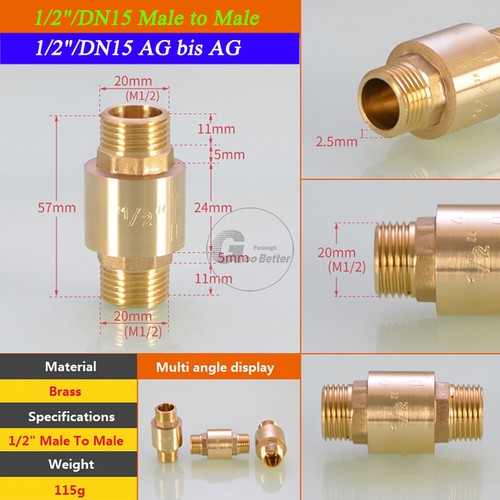 Non Return Valve BSPT 1/2" 3/4" 1" Female/Male Thread Brass Check Valves Fitting - Picture 17 of 18