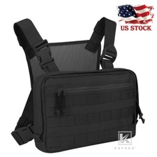 KRYDEX Chest Bag Chest Recon Bag Tactical Front MOLLE Pack Large Capacity Black