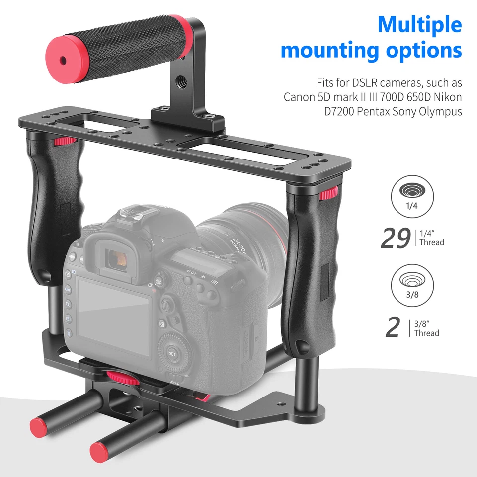 Neewer Film Making Camera Video Cage Kit Top Handle Grip Shoe Mount Shoe Mount - Image 2 of 4