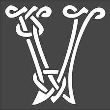 1- 5.5x5.5 inch Stencil, VL-56 Celtic Letter V 6mil
