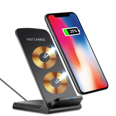 For iPhone 15/Pro/Max/Plus - 10W Fast Wireless Charger Stand Detachable 2-Coils