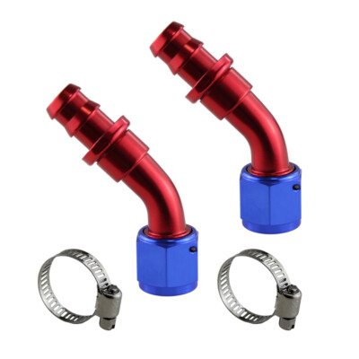 2 STÜCKE AN10 45° Push on Lock Schlauchtülle Fitting Öl Kraftstoff Gas Luft Rot