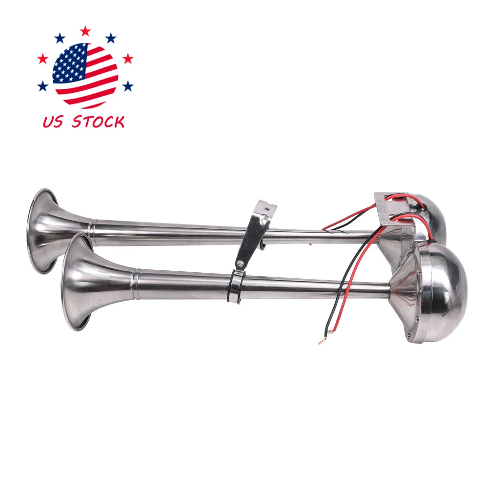12V Electric Marine Trumpet Horn Twin Dual Powerful Boat Horn