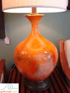 Vintage Orange Haeger Table Lamp, Glazed Ceramic Table Lamps Vintage