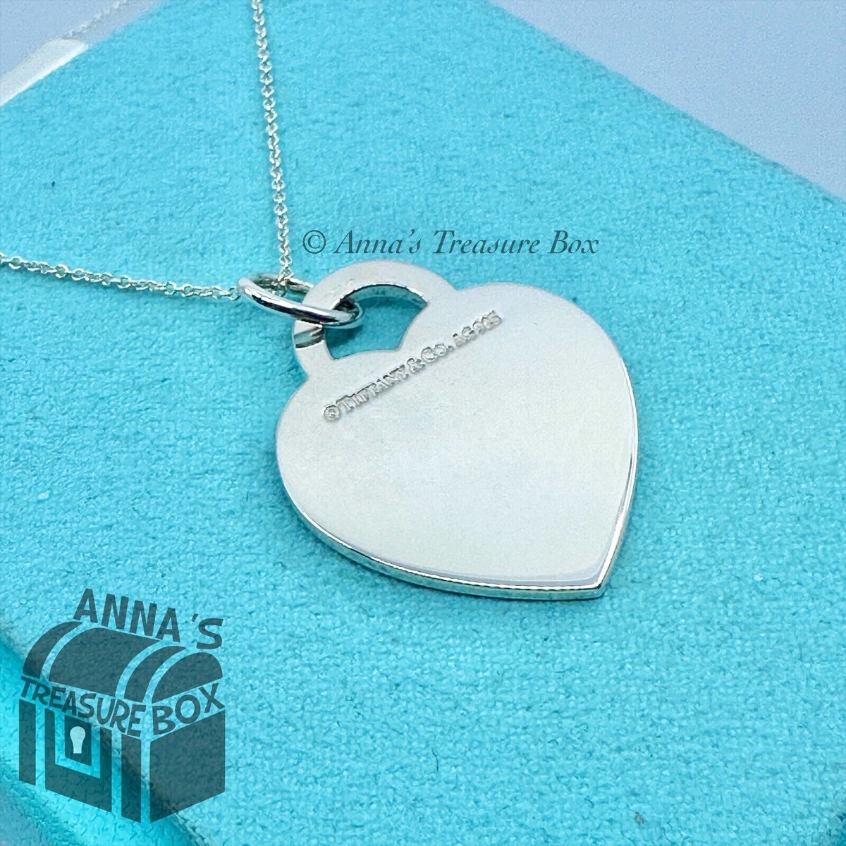 Tiffany & Co. 925 Silver LARGE Peace Etch RTT Heart 16