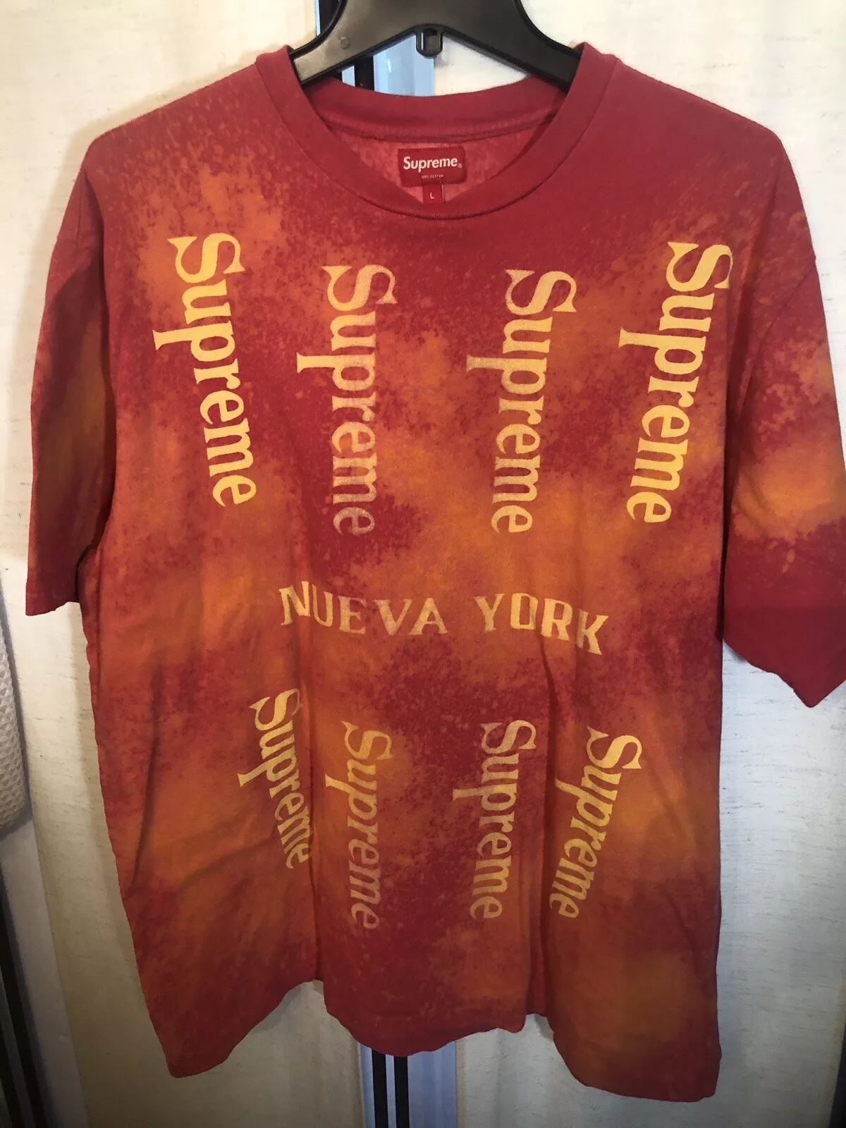 SUPREME NUEVA YORK TOP TEE SHIRT MANCHES COURTES MAGENTA ROUGE ROSE TAILLE Large