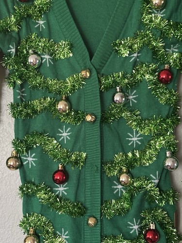 Tipsy Elves Size: XS Christmas Gaudy Garland Cardigan Sweater - See Details - Picture 6 of 14