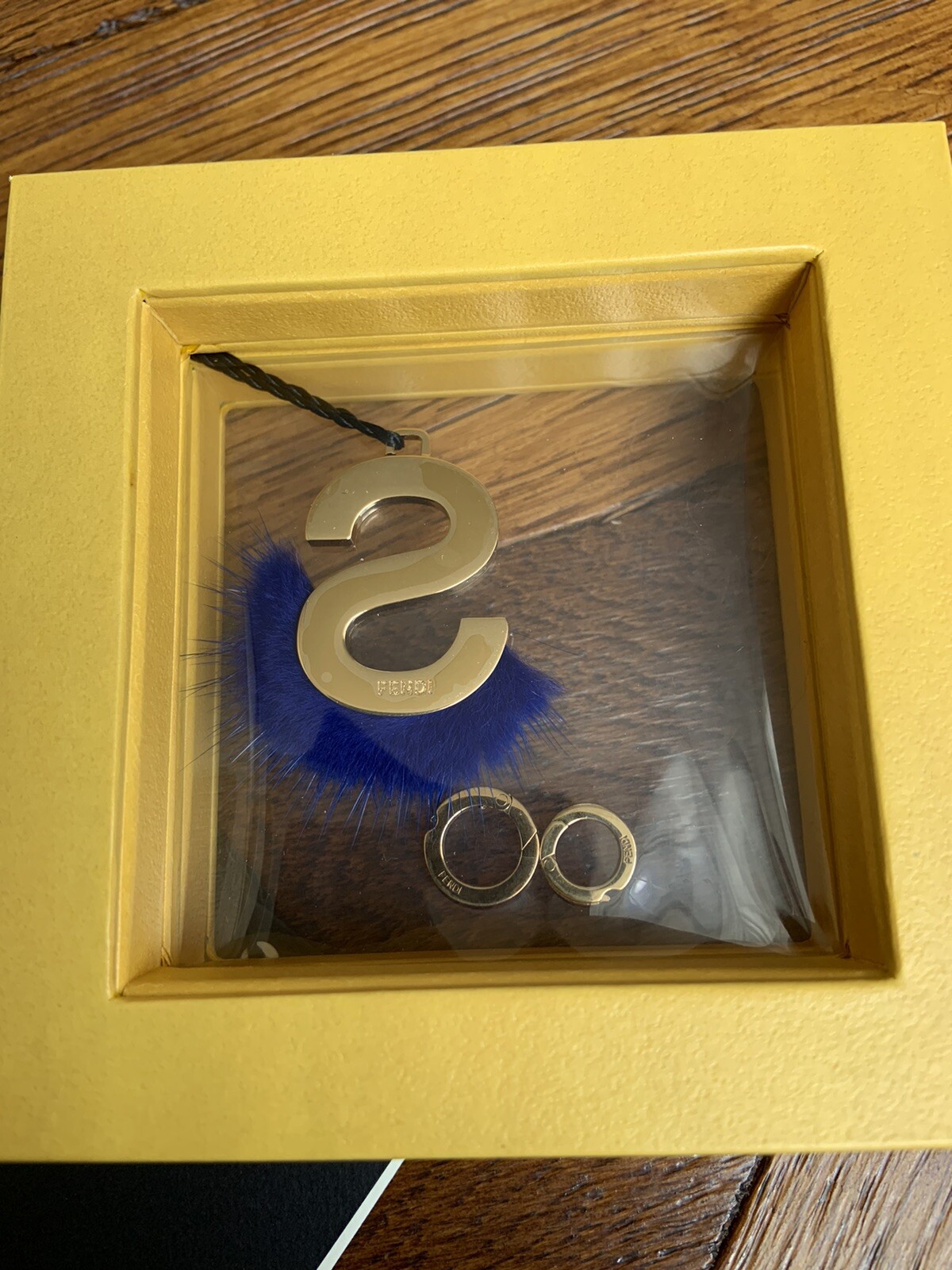 Fendi ABClick Gold Blue S Initial Letter Bag Charm Mink Keyring RRP £220 New image 4