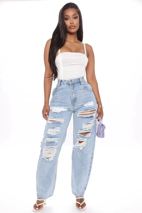 Fashion Nova Boyfriend Jeans Womens Size 7 Blue Never Letting Go