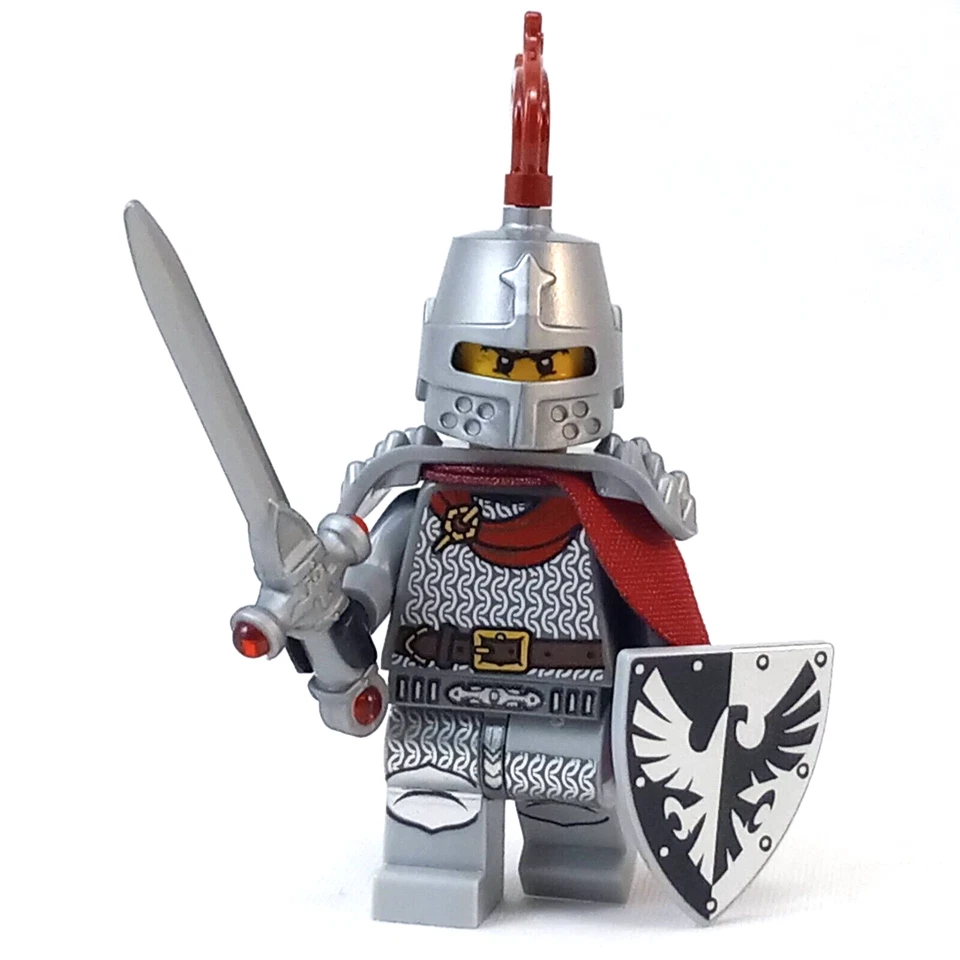 LEGO Castillo Caballero Halcón Rojo BAM Minifigura Escudo Medieval Halcones Negros Armadura Foto 3 de 4