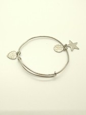 Silver Tone Round Star Expandable Charm Bracelet